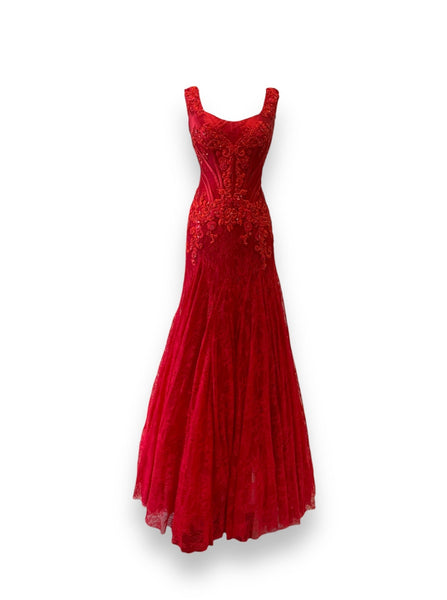 Rent: Eddy Betty - Red Sleeveless A-Line Gown