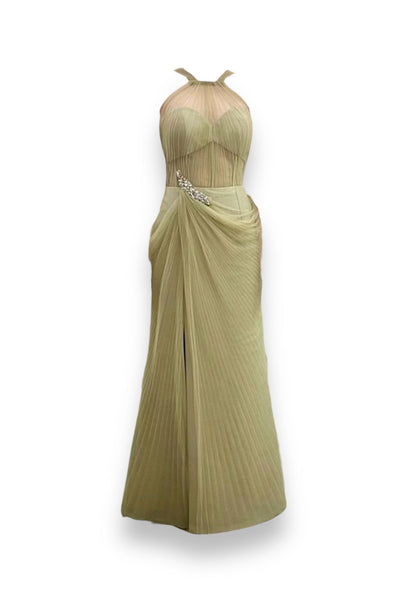 Rent : Albert Yanuar - Green Halter Bustier Tulle Long Dress