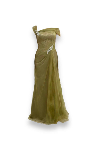 Rent : Albert Yanuar - Green One Shoulder Tulle Long Dress